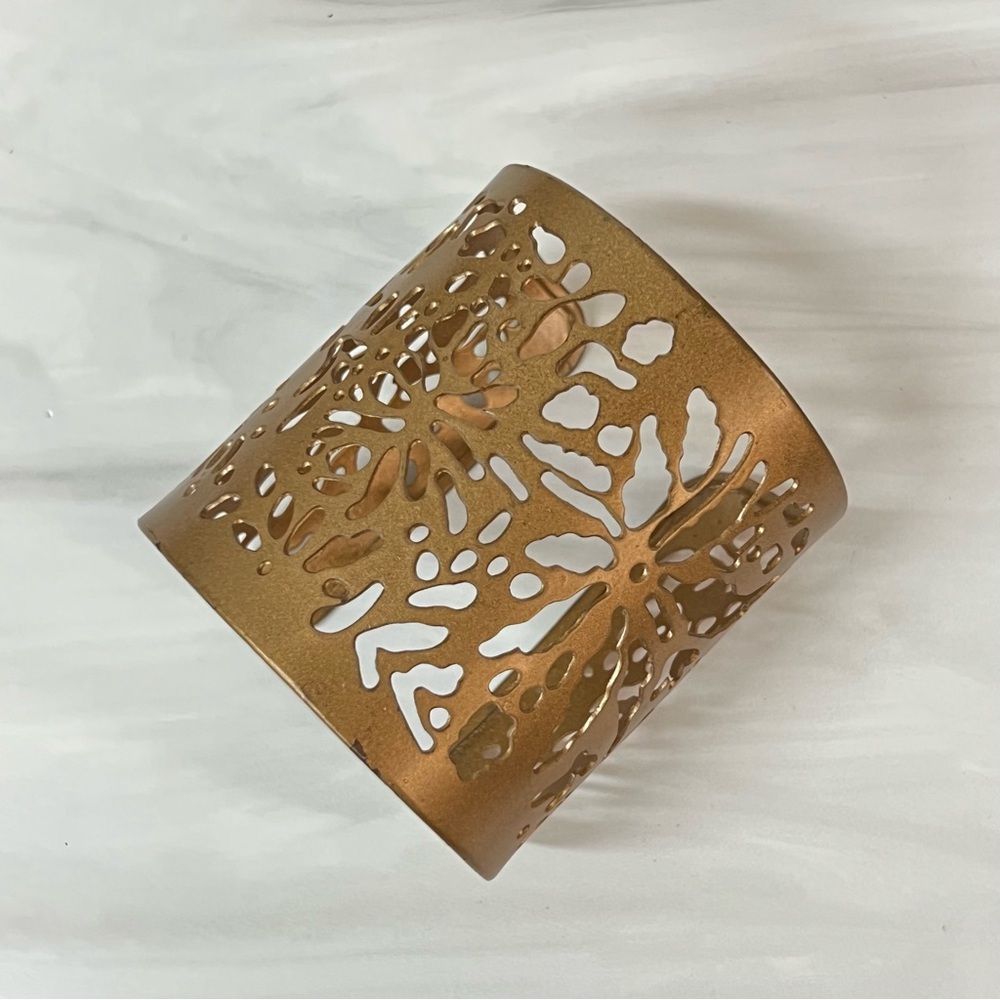 Gold Matte Wide Floral Cuff Bracelet